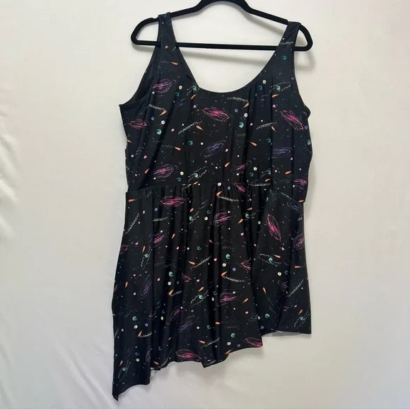 TORRID Asymmetrical One Piece Swimsuit Swim Dress Galaxy Celestial Sz 5X - Picture 4 of 13